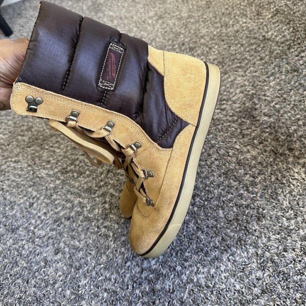 Timberland Deering Puffer Boots Womens 7.5 Brown Leather Winter Lace Up Quilted - Picture 4 of 8